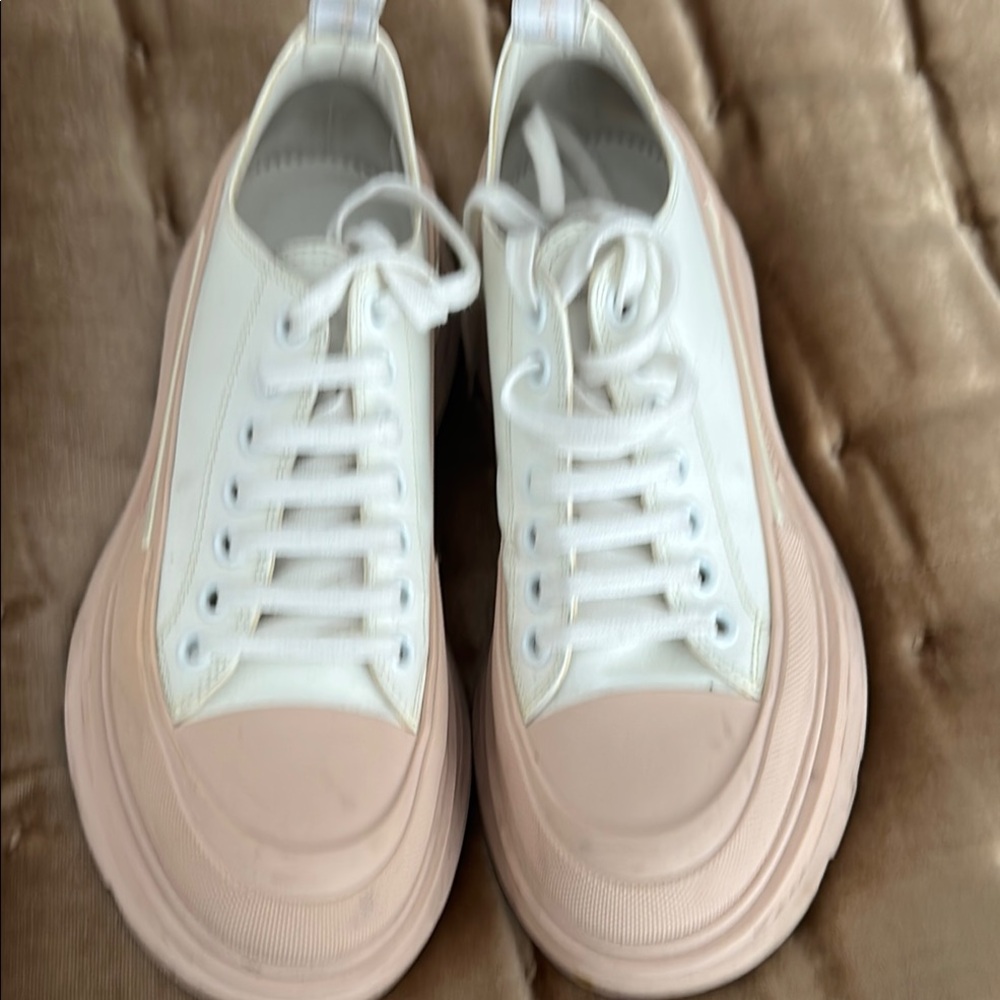 Alexander McQueen White and Blush Sneakers